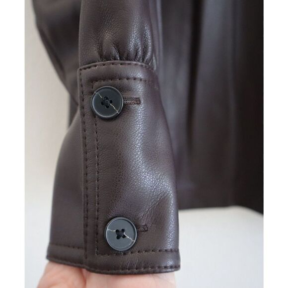 Rebecca Taylor 722439B041 Women's Sz XS Deep Port Brown Faux Leather Top - Picture 6 of 7